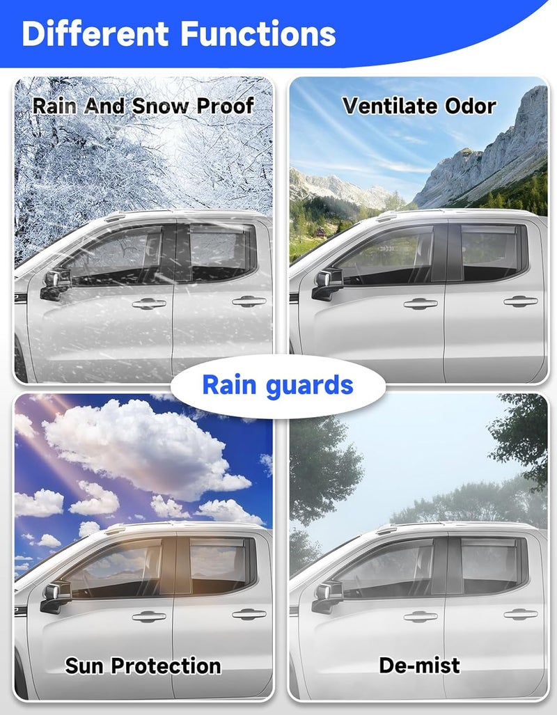 Breejoy in-Channel Rain Guards Fit for Truck Chevy Silverado 1500/GMC Sierra 1500 2019-2025 Double Cab Window Rain Guards Visors Vent Visors Window Deflector Vent Shades Car Accessories -4 pcs - Image 4